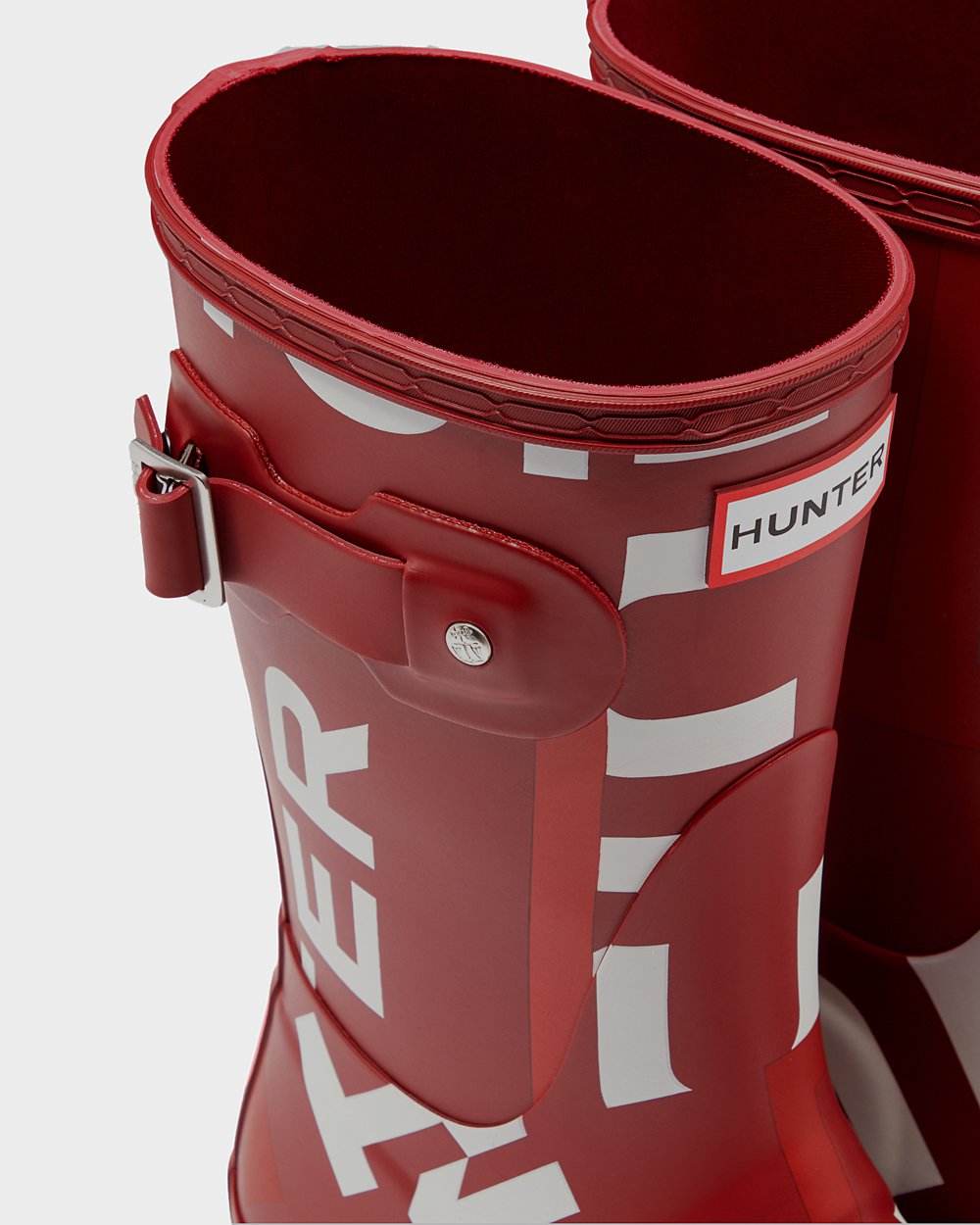 Womens Short Rain Boots - Hunter Original Exploded Logo (62ZOVDSKE) - Grey Red